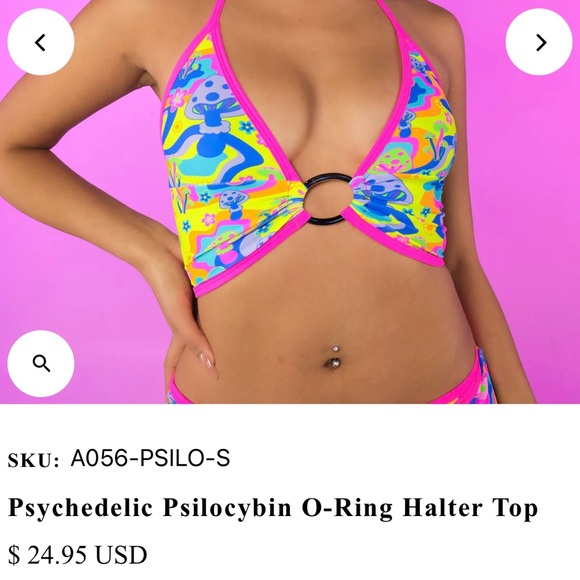 Festival / Rave Halter Top Psychedelic Mushroom - RaveWonderland - Picture 2 of 2